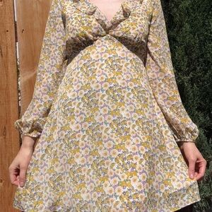 All in Favor Floral Dress with Yellow and Purple